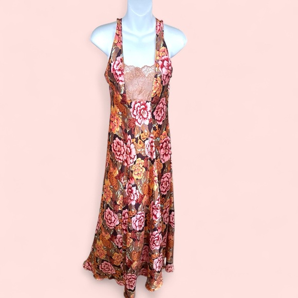 Valentino Intimo Size Medium Vintage Brown Floral maxi slipdress - Picture 1 of 11